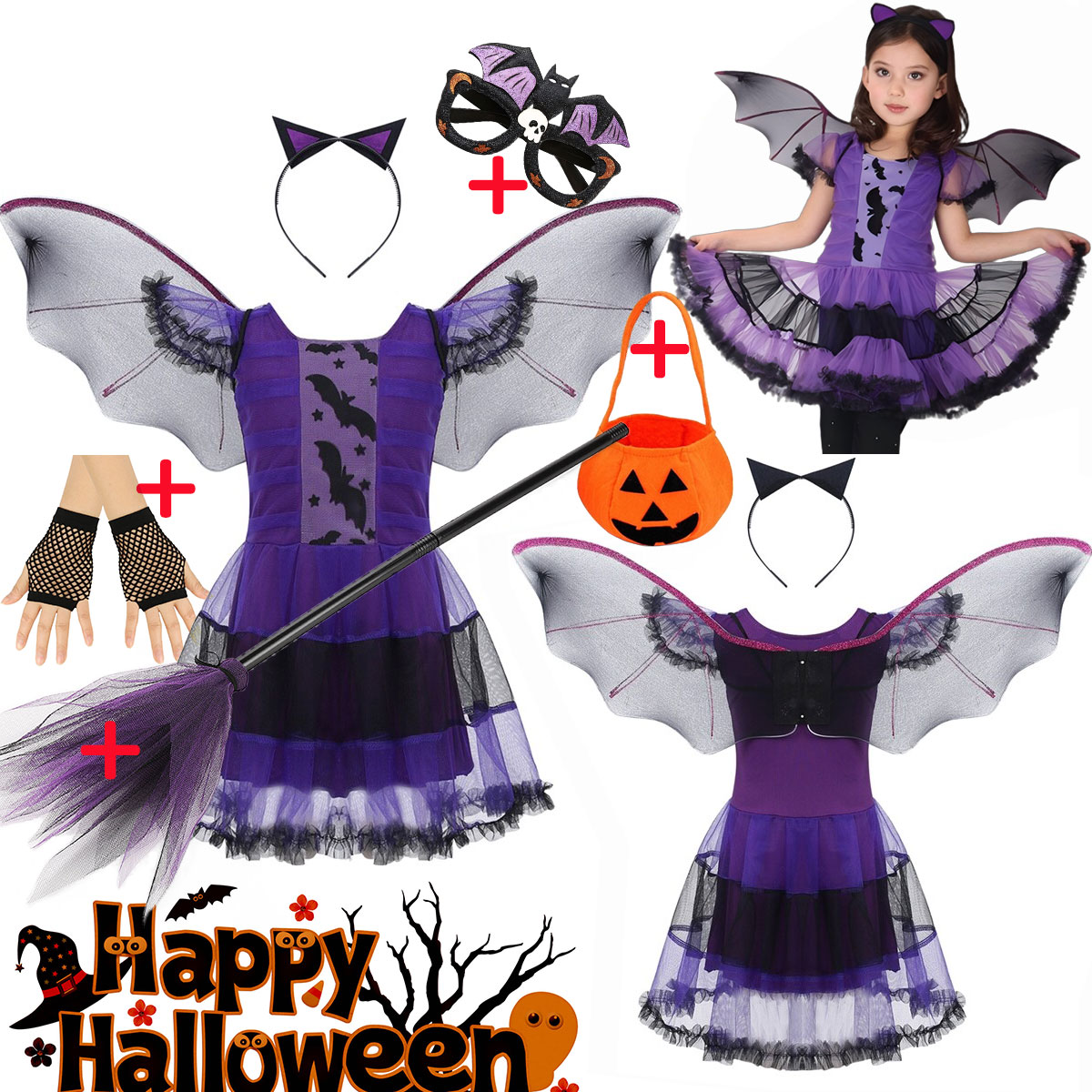 Cosplay Bat Prop - Disfraz de murciélago volador para niña,