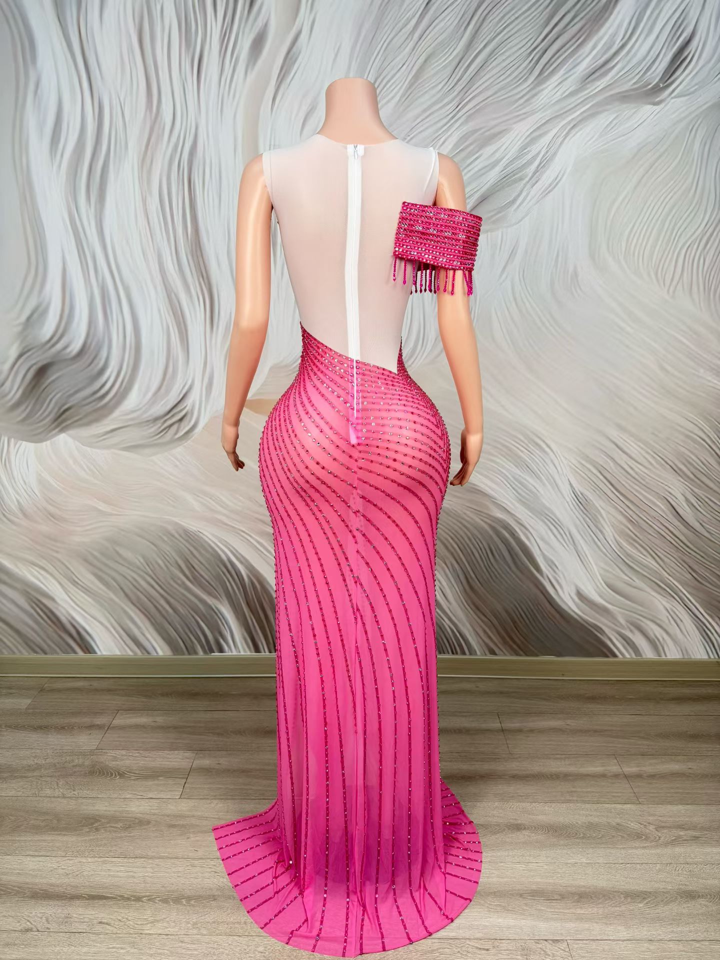 Briar Cosplay Prop - Vestido de Noche Elegante Mulan Fucsia